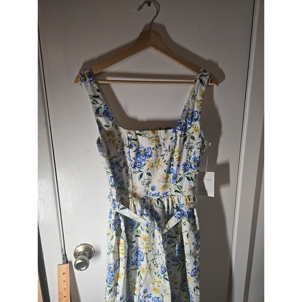New With Tags Women's Free Assembly Yellow Blue Floral Midi Belted Dress Size XS - Picture 10 of 10